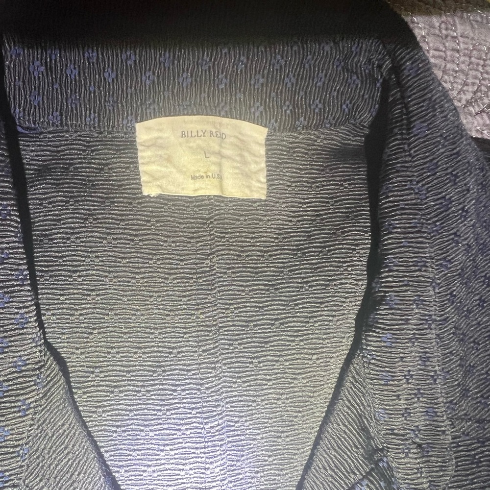 Billy Reid Black/Blue Textured Knit Henley Button Sleeveless Boxy Vest Top M
